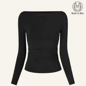 OGL Modern Side Ruched Boatneck Brami Top - Medium